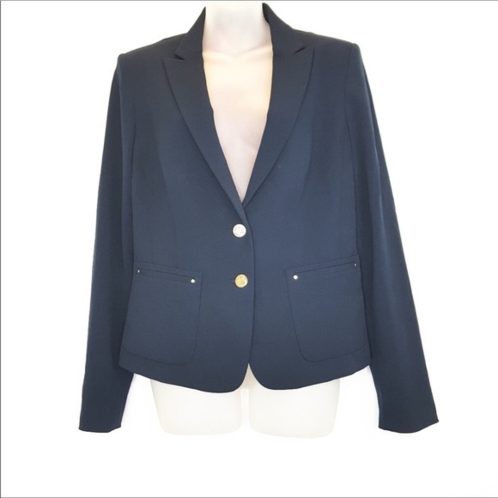 Anne Klein Navy Blue sleek two Button Blazer